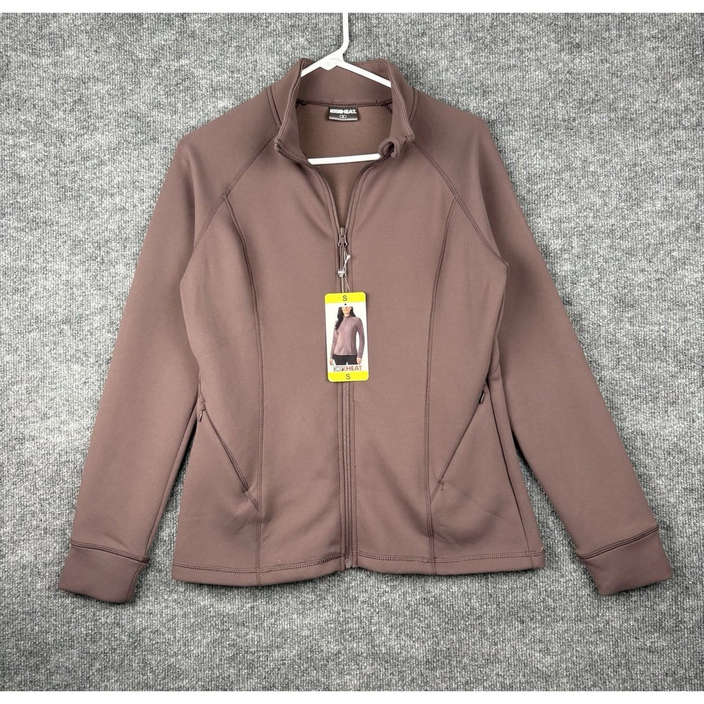 32 Degrees Heat Womens Small Brown Active Tech Full Zip Jacket Stretch NWT